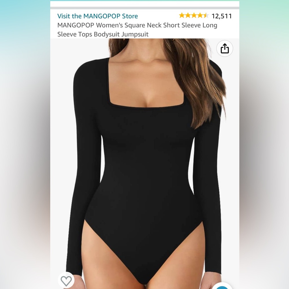 Square neck black bodysuit - mangopop brand